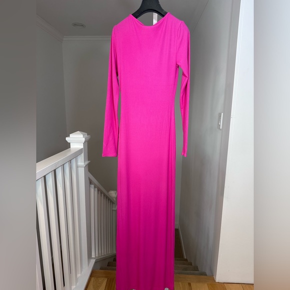 NWT Skims Soft Lounge Long Sleeve Maxi Dress in Hot Pink Size Medium - Picture 10 of 12